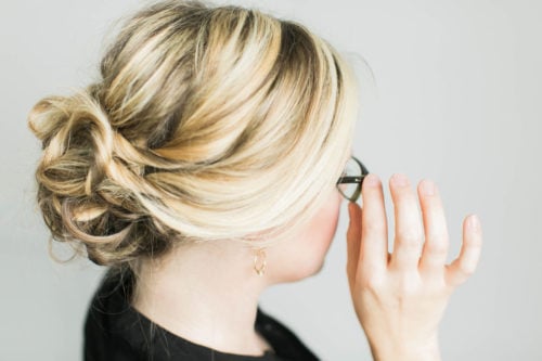 A Twisted Updo with Glasses